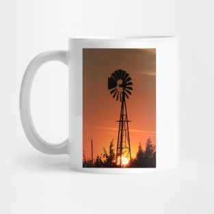 Blazing Kansas Sunset with  a farm Windmill silhouette Mug